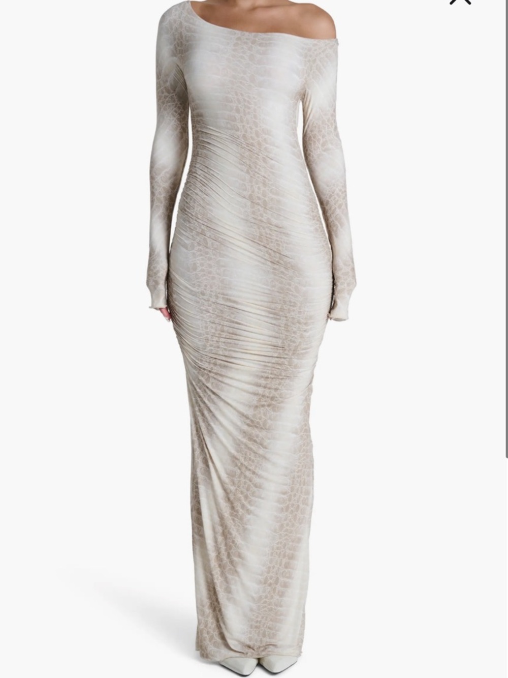 Naked wardrobe Bone Crocodile Maxi dress off shoulder size small